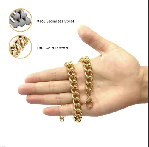 Miniatura 2 de Collar de cadena dorada para perro, estilo minimalista, con eslabones cubanos de metal para perros medianos y grandes, mascotas, resistente, a