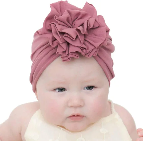 Miniatura 6 de inSowni Paquete de 8 gorros de turbante de hospital para guardería con flor grande para bebés, niñas, recién nacidos y bebés