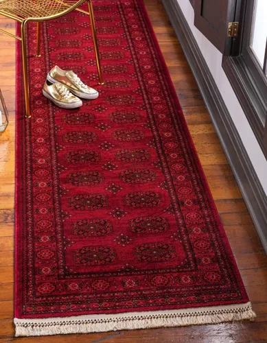 Miniatura 14 de Unique Loom Tekke Collection - Alfombra de área - Khabour (2' 7" x 12' corredor rojo/negro)