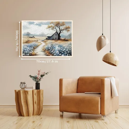 Miniatura 5 de Rompecabezas de paisaje de granja de otoño para adultos, 1000 piezas, rompecabezas escénicos de otoño, hermosos rompecabezas de arte Paisaje de campo