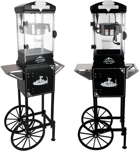 Miniatura 21 de Máquina de palomitas de maíz vintage con carrito, carrito de palomitas de maíz de 6 onzas, máquina para hacer palomitas de maíz con gabinete de Rojo