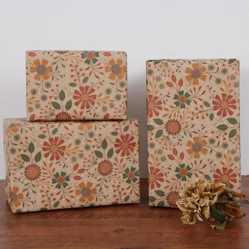 Miniatura 7 de Aimyoo Rollo de Papel de Envolver Kraft Floral, Papel de Regalo de Flores Vintage para Todas las Ocasiones para Bodas, Cumpleaños, Despedida de 2301