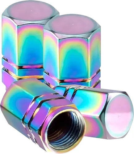 Alpmosn Coloridas tapas de válvula de vástago de neumático de aluminio, cubiertas de válvula de rueda de automóvil, a prueba de polvo, accesorios