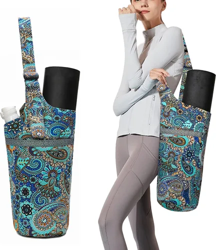 IwIeIaIrI Bolsa para esterilla de yoga para mujeres con bolsillo grande y bolsillo con cierre, accesorios para regalos de yoga con correa de hombro