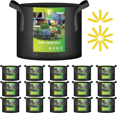 Miniatura 13 de iPower Paquete de 10 bolsas de cultivo de 3 galones, macetas de tela no tejida, contenedor de aireación con asas de correa para jardín y plantación