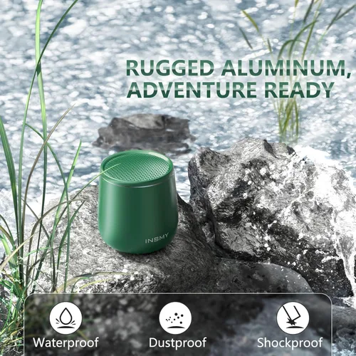 Miniatura 3 de INSMY Pequeño altavoz Bluetooth, mini altavoz inalámbrico portátil impermeable, emparejamiento estéreo de audio rico en graves intensos