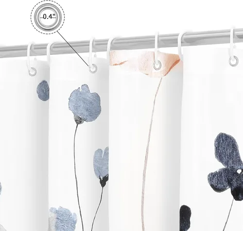Miniatura 4 de Gibelle Cortina de ducha pequeña de 36 x 72 pulgadas, cortina de ducha estrecha de tela floral de media acuarela, juego de cortina de ducha Azul