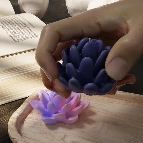 Miniatura 5 de Paquete de 9 moldes de velas de suculentas florales, moldes de silicona para fundición de resina para decoración del hogar y fabricación de velas