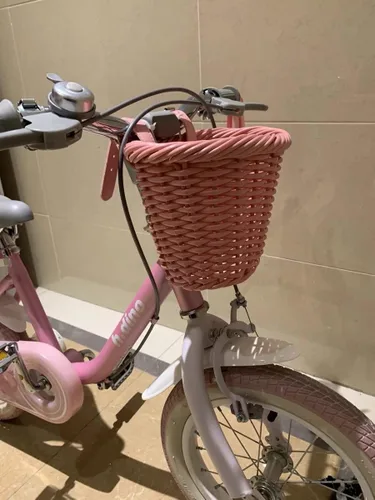 Miniatura 4 de MEGHNA Mini cesta tejida para bicicleta para manillar de bicicleta para niña y niño para scooter, varios colores Rosa
