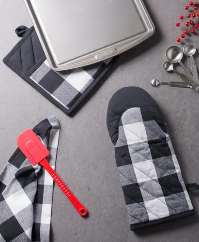 Miniatura 5 de DII Buffalo Check Kitchen Collection, juego de cocina clásico de granja, agarradera, blanco y negro, 2 piezas