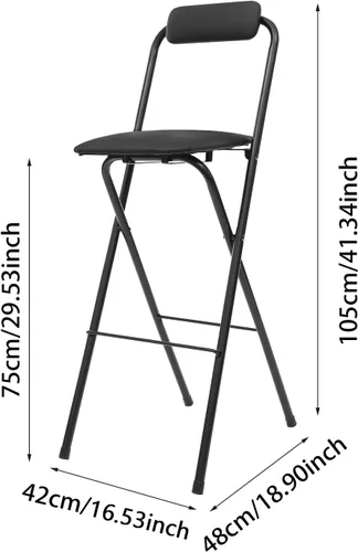 Miniatura 3 de 2 Pcs Folding Bar Stool with Backrest 275Lbs Tall Foldable Chair 29.5 Inch Freestanding Portable Folding Stool with PVC Caps for Kitchen Island Shop