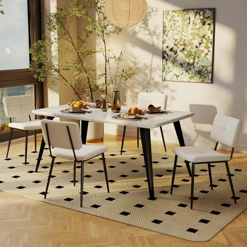 Miniatura 2 de Homy Casa Juego de 4 sillas de comedor, modernas sillas de tela compacta de mediados de siglo para el hogar, cocina, comedor, asientos acolchados