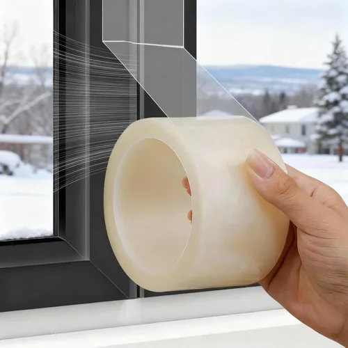 Dstorelhp Cinta Transparente de Sellado Meteorológico para Ventanas, 2 Pulgadas x 65.6 Pies Cinta Transparente de Burletes para Ventanas que Detiene