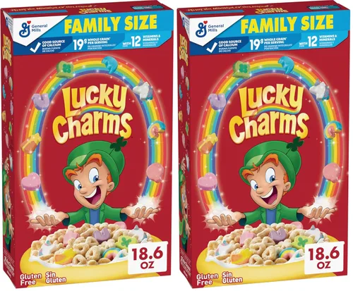 Miniatura 12 de Lucky Charms Cereal sin gluten con malvaviscos, cereales para el desayuno para niños, hecho con grano entero, tamaño grande, 14.9 onzas