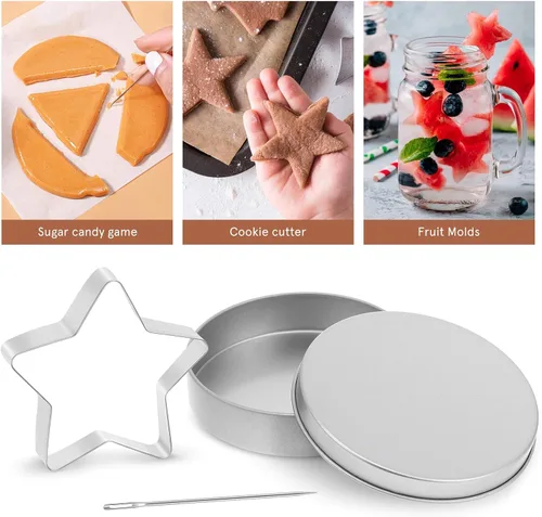 Miniatura 6 de PRETYZOOM Dal-gona - Juego de 12 herramientas para hacer dulces de azúcar coreanos, moldes de acero inoxidable con paraguas, triángulo, molde