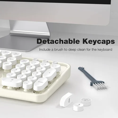 Miniatura 153 de KNOWSQT Combo de teclado y ratón inalámbrico, teclados lindos de tamaño completo estilo máquina de escribir 2.4G azul colorido - receptor USB Plug