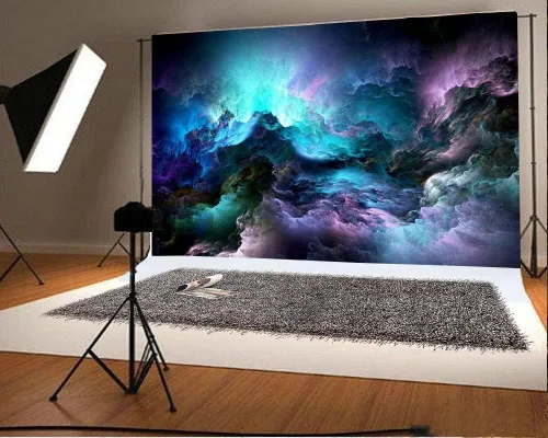Miniatura 3 de AOFOTO Telón de fondo de nebulosa de galaxia misteriosa de ciencia ficción futurista de nubes azules y moradas, fondo de fotografía, universo