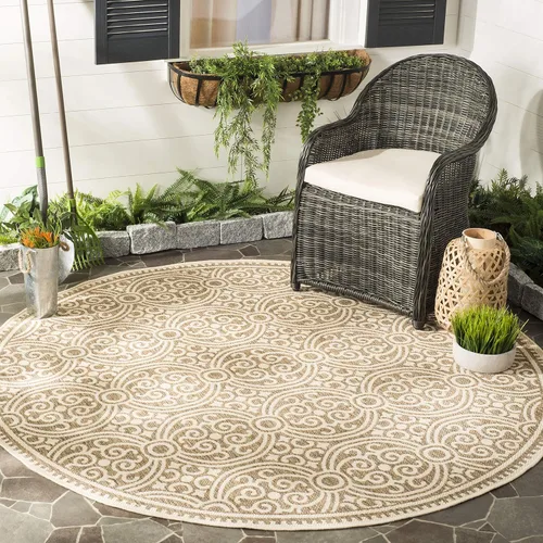 Miniatura 7 de SAFAVIEH Beach House Collection - Alfombra redonda, de 4 pies, color crema y azul, no desprende pelusa y de fácil cuidado, para interiores