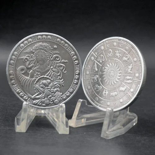 Miniatura 6 de Aomcisi Moneda creativa de doce constelaciones del zodiaco, monedas conmemorativas de plata antigua, decoración del hogar, manualidades, colección