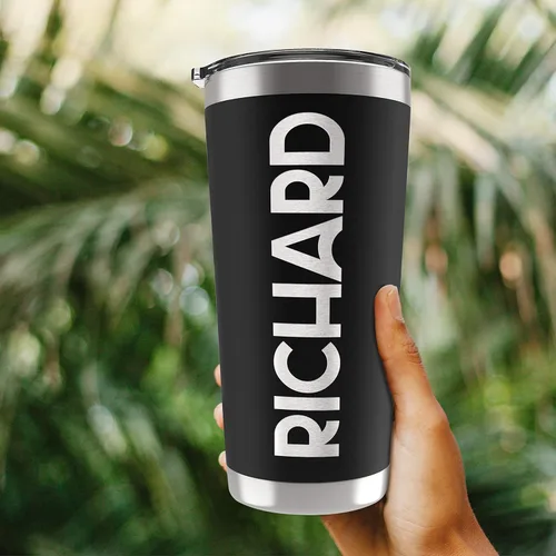 Miniatura 3 de Regalos personalizados para hombres – 20 onzas – Vasos personalizados con tapa, azul cielo, tazas de café de viaje aisladas, juego de popote
