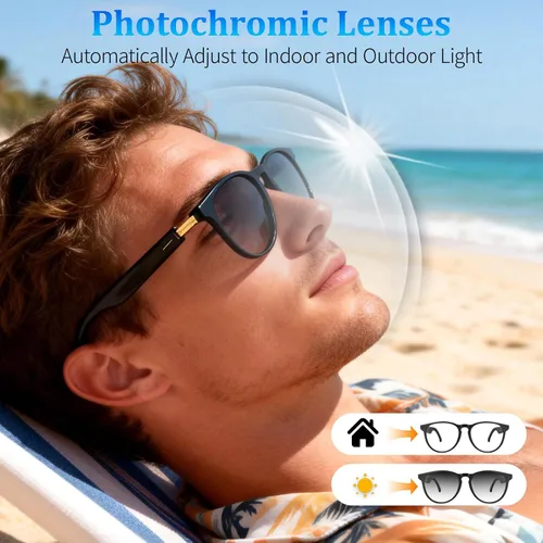 Miniatura 5 de Lentes inteligentes AI con GPT de chat, gafas Bluetooth con traductor de 164 idiomas, asistente de IA y asistente de reuniones, reproducción