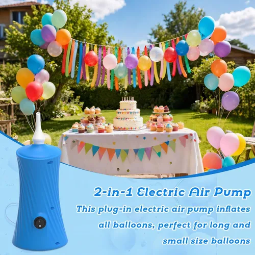 Miniatura 4 de AXHJ Bomba de aire eléctrica para globos largos y pelota deportiva, bomba de globo de aire eléctrica 2 en 1, inflador de globos para globos