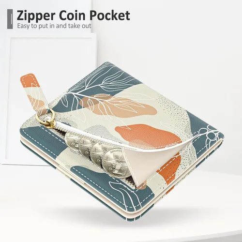 Miniatura 5 de Nipichsha Cartera para mujer, billetera pequeña y delgada con bloqueo RFID para tarjetas de crédito, cartera de cuero compacta de dos pliegues