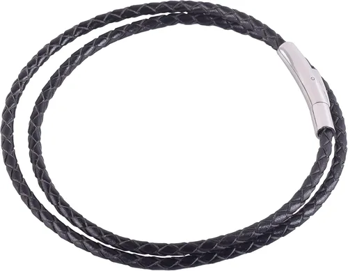 Miniatura 7 de KONMAY Collar con colgante de cuero trenzado, unisex, para adultos, cadena de acero inoxidable, estilo de cuero rústico