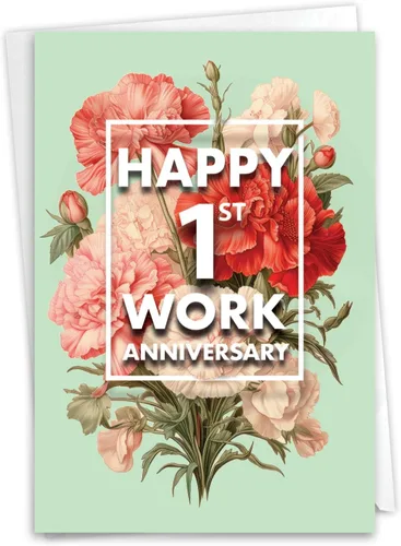 Miniatura 7 de NobleWorks Tarjeta de felicitación de hito de trabajo del primer aniversario (cotrabajador) con sobre de 5 x 7 pulgadas (1 tarjeta) 1 año de tiempo
