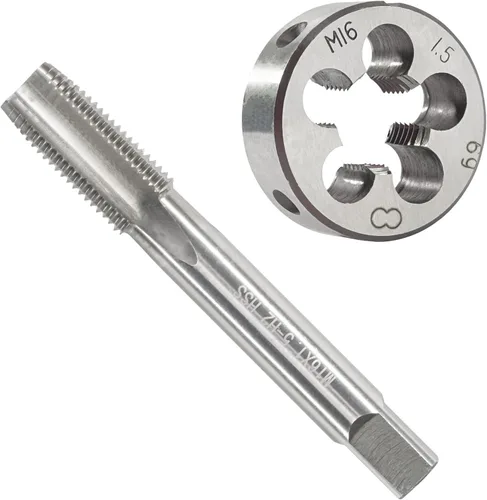 Miniatura 16 de M14 x 1.5 Pulgadas Juego de Rosca y Troquel Métrica, Rosca de Máquina M14 x 1.5mm HSS y Troquel de Herramienta de Acero de Aleación Redonda M14 x