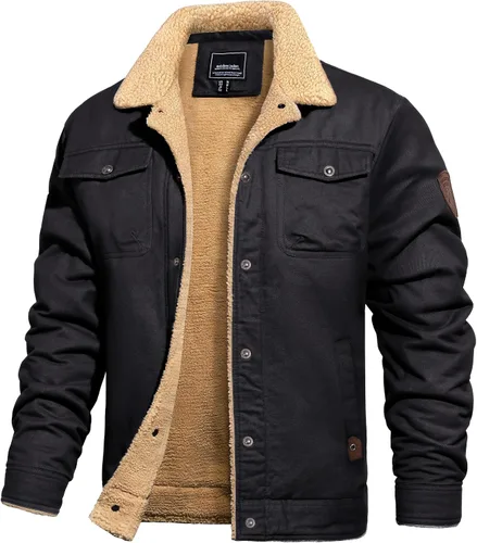 Miniatura 9 de TACVASEN Chaqueta de Invierno para Hombre con Forro Polar Sherpa Abrigo Tipo Cargo Chaqueta Trucker Cálida y Gruesa con Múltiples Bolsillos