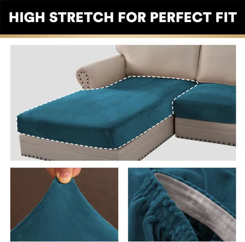 Miniatura 5 de PrinceDeco Fundas de sofá seccional de 3 piezas, fundas de sofá de terciopelo en forma de L, fundas de sofá suaves para sofá seccional, funda