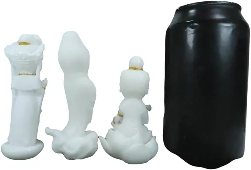 Miniatura 3 de Ebros Gift Pequeño Feng Shui Cultural Art Fortuna Charm Blanco y Oro Buda Figurita Bodhisattva Hotei Mini Budas Talismán Escultura