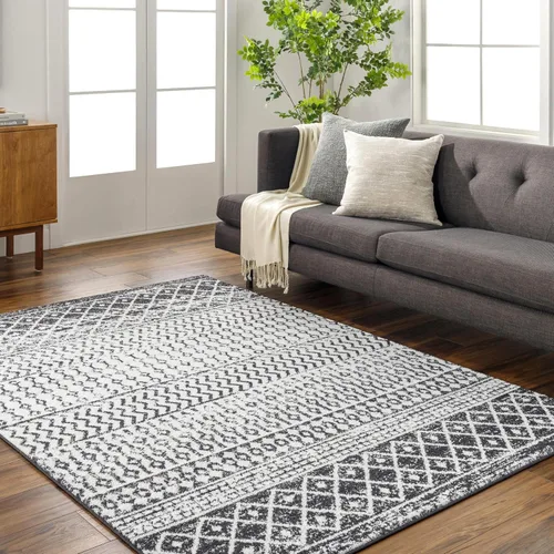 Miniatura 48 de Livabliss Alfombras de Área - Alfombra Chester Boho Marroquí Negra de 2x16 para Sala de Estar y Dormitorio - Alfombra Geométrica Blanca y Gris