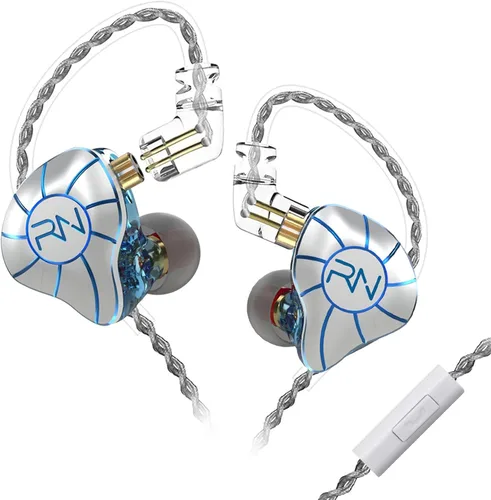Miniatura 8 de RevoNext Auriculares estéreo de alta fidelidad con cable con micrófono, unidad cuádruple profesional RH-215 para músicos, bateristas, cantantes Negro