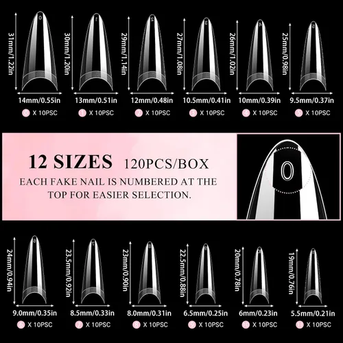 Miniatura 3 de Puntas de uñas estilo stiletto, uñas postizas de gel suave con forma de almendra, uñas postizas a presión de acrílico transparente, 120