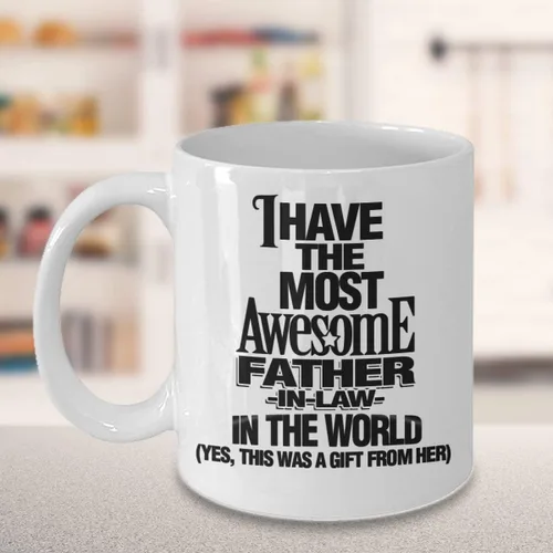 Miniatura 2 de Taza de café con texto en inglés "I Have the Most Awesome Father-in-Law in the World, regalo para cumpleaños, Navidad, día del padre, ideal