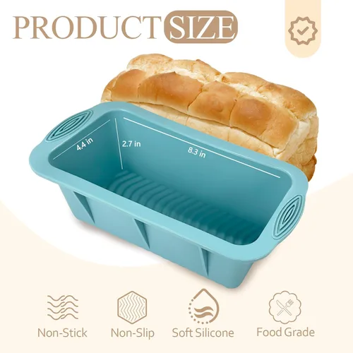 Miniatura 4 de Koolstuffs Molde de Silicona para Pan de Molde, 2 PCS Moldes Rectangulares Antiadherentes para Hornear para Horno, Pan, Pastel, Fácil Desmoldado