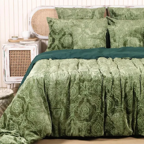 Miniatura 48 de Sophia-Art - Juego de 3 piezas de ropa de cama de terciopelo de rayón ultra lujo, funda de edredón boho de un solo color, funda de colcha