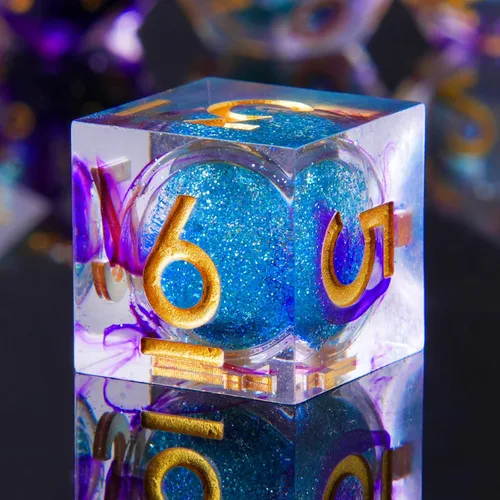 Miniatura 33 de DND Juego de dados de 8 piezas con ojo de dragón extra D20-Beholder's Eye Liquid Core Sharp Edge Resina poliédrica hecha a mano 2 × D20 D4 D6 D8 D10