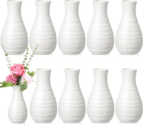 Miniatura 11 de Didaey Paquete de 10 jarrones de plástico compuesto a granel, pequeños jarrones florales bohemios para ramo de flores secas, centros de mesa