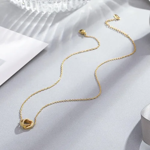 Miniatura 6 de Lindo collar de corazón pequeño con colgante de corazón de oro de 14 quilates, collar de cadena de corazón abierto de oro pequeño para mujer