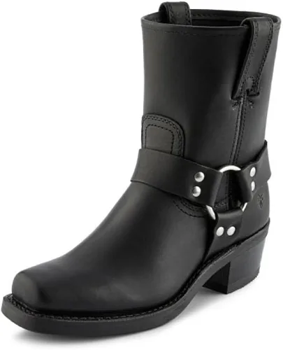 Frye Arnés 8R Botas para mujer hechas de cuero italiano lavado y engrasado con construcción Goodyear Welt, suela de goma y tacón de cuero apilado,