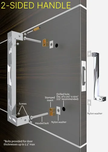 Miniatura 5 de Manijas de puerta de granero de acero inoxidable de 24 pulgadas, acabado pulido con espejo cromado, manija de puerta moderna externa interna