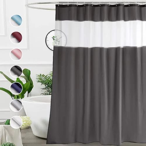 Miniatura 12 de UFRIDAY - Cortina de ducha de tela moderna en negro y blanco, 48 x 72 pulgadas, cortina de ducha de tela para baño y bañeras, lavable a máquina