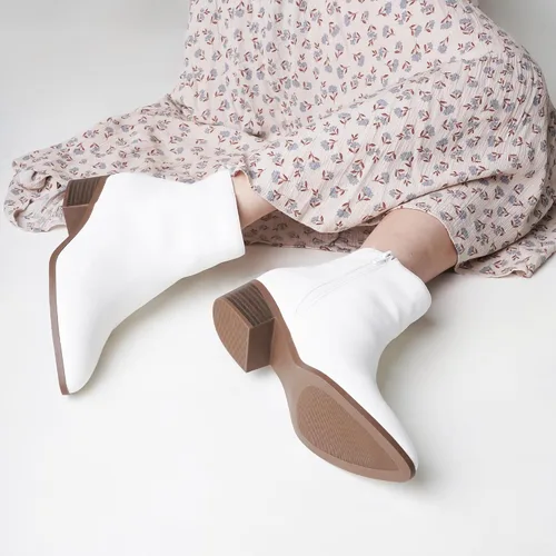 Miniatura 2 de J. Adams Botas de tobillo Viper para mujer, botas cortas y gruesas de tacón bajo con puntera puntiaguda, cómodas y elegantes para el uso diario