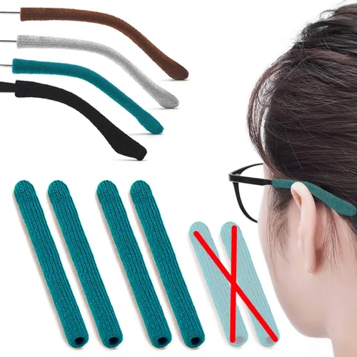 Miniatura 7 de 2 pares de agarraderas extendidas para orejas de anteojos, cojín de brazo de algodón de punto suave mejorado para anteojos detrás de la oreja