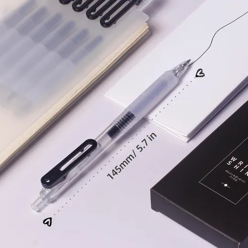 Miniatura 2 de Bolígrafos de punta ultrafina 0.38 de escritura suave retráctiles para diario, planificador, toma de notas, punta de 0.38 mm, tinta negra de secado