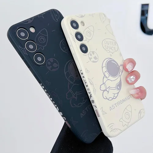 Miniatura 81 de Yonds Queen para Samsung Galaxy S21 Funda Linda, Diseño de Astronauta de Dibujos Animados, Espacio, Luna, Cohete, Elegante Cubierta Amortiguadora