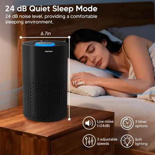 Miniatura 7 de Purificadores de aire para dormitorio del hogar de hasta 1250 pies cuadrados - Purificador de aire HEPA H14 con aroma y modo de sueño, purificador